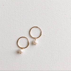 14k gold filled infinity hoop pearl earring